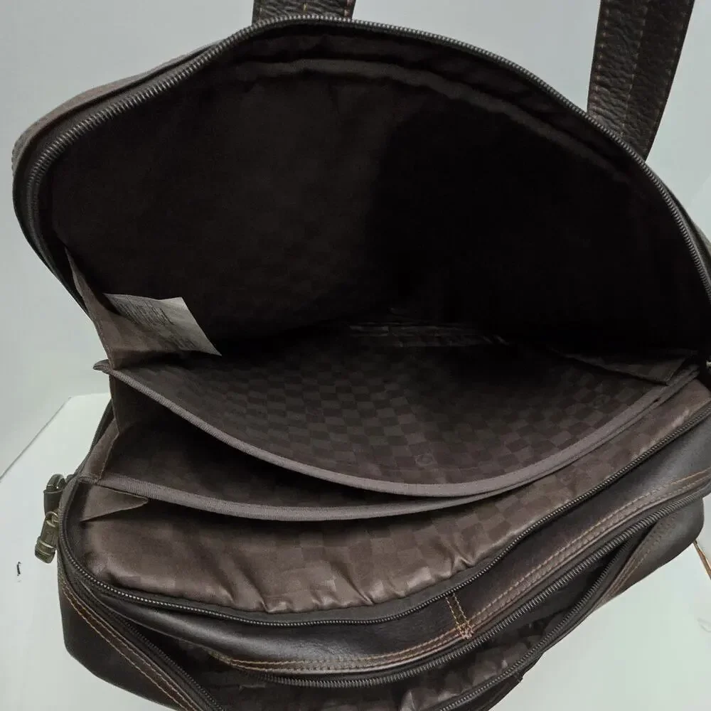 Samsonite Brown/Black Leather Laptop Business Case Briefcase Case Bag